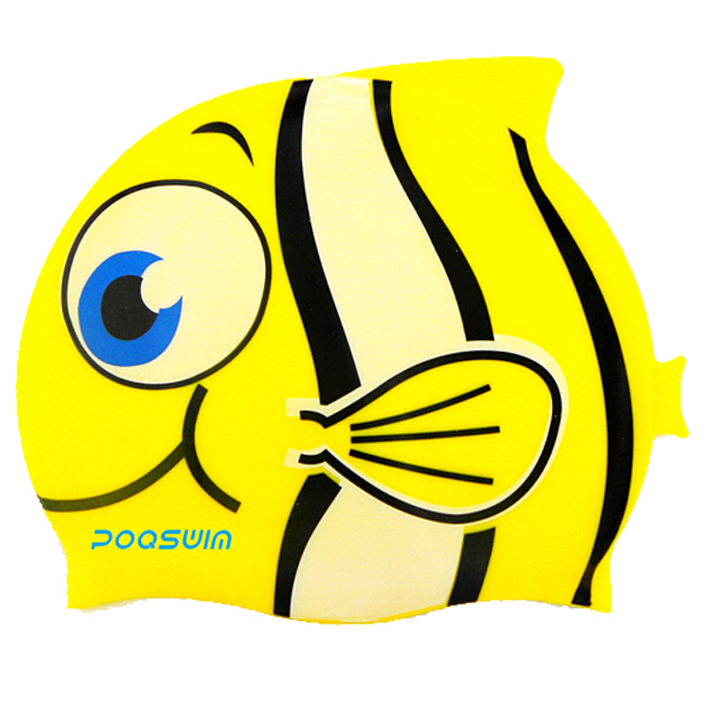 POQSWIM Cute Cartoon Swim Cap for Kids, Cat Swim Cap, Fish Swimming Hat, Shark Swim Cap